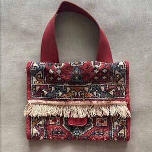 Elegant Red Tapestry Handbag